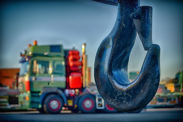 Lorry hook with tow lorry in the background