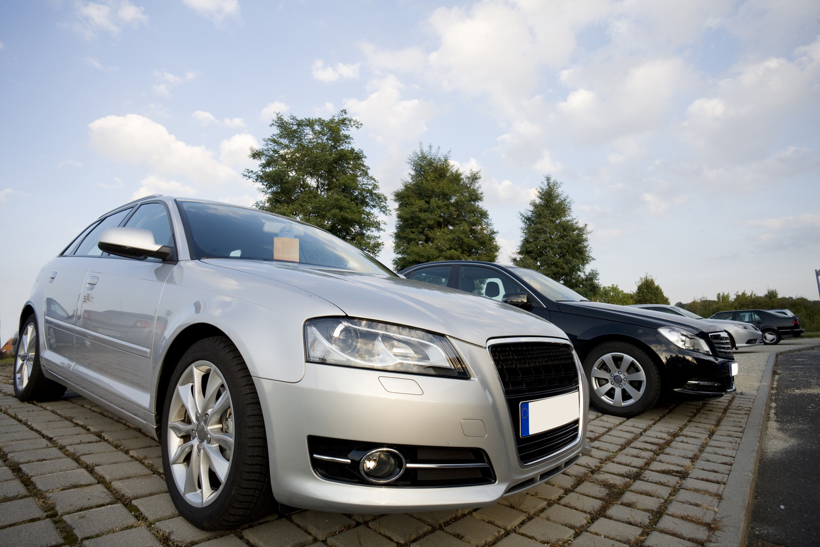 Cars for sale on a forecourt