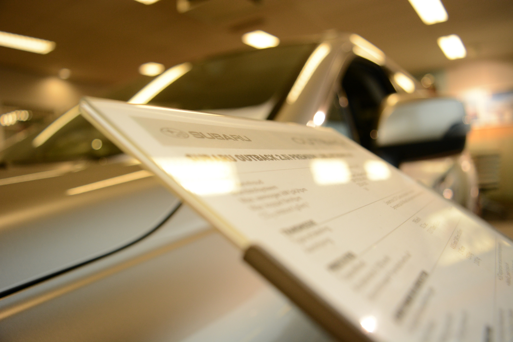 A new car in a showroom