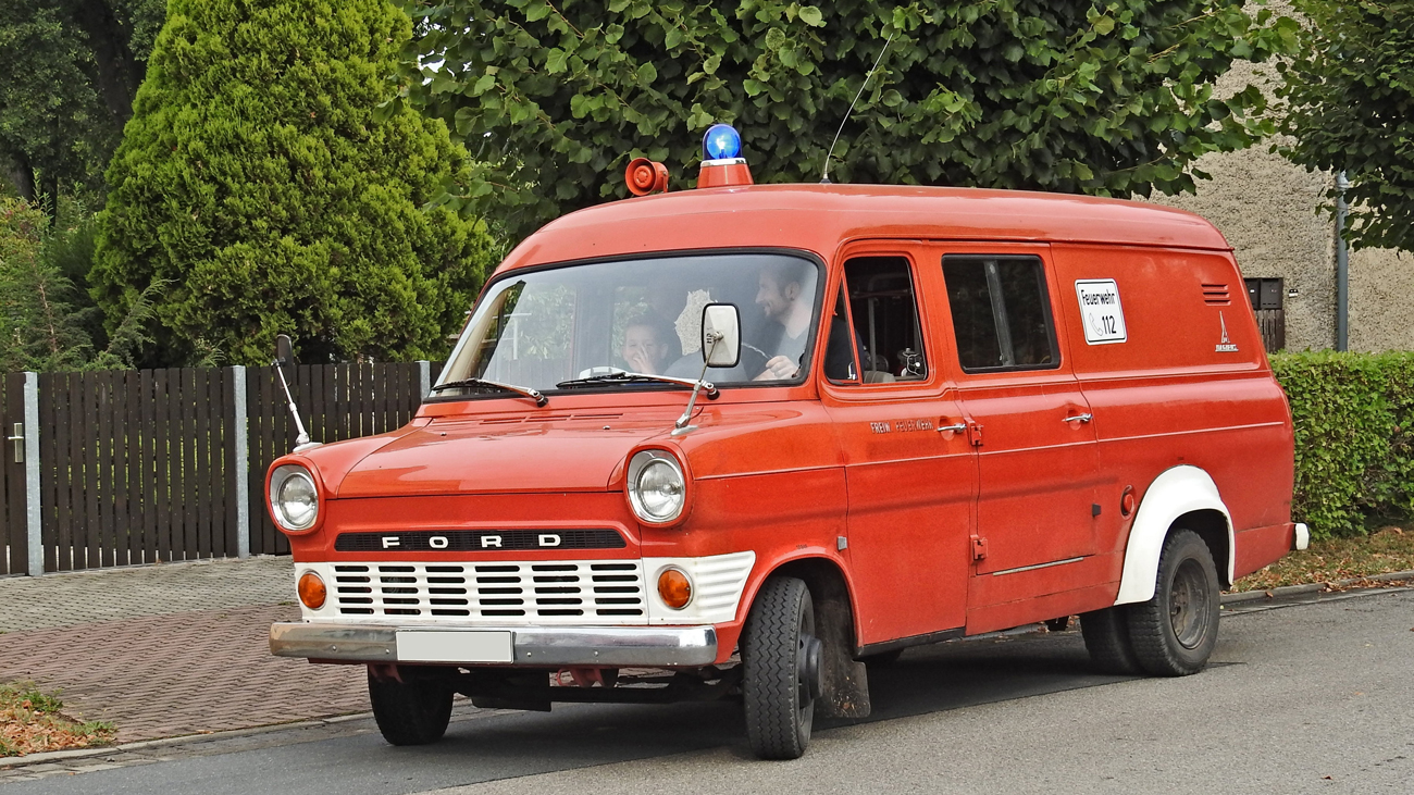 The first generation of Ford Transit van as a fire truck