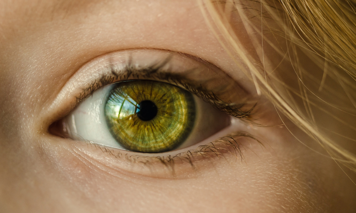 A close up of a woman's eye