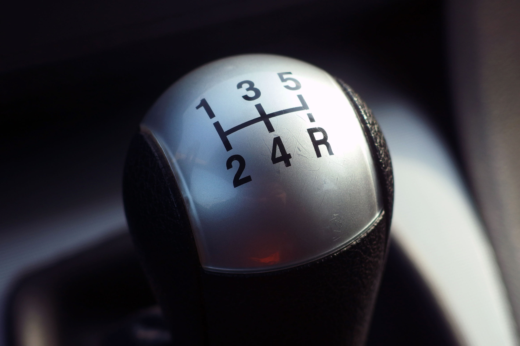 A gear stick in a van